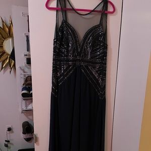 Beaded navy formal dress